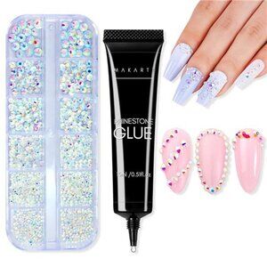 Crystal Rhinestones with Gel Glue, 15ML Strong Adhesive for Gems